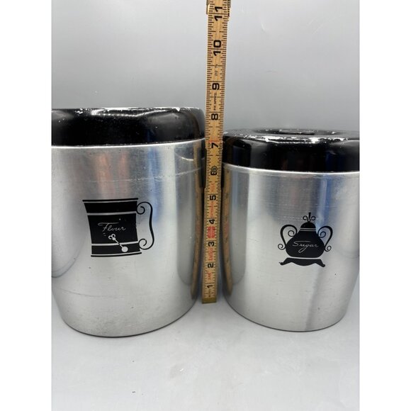 Vtg West Bend Set Of 2 Aluminum Flour Sugar Canisters MCM Retro - Picture 8 of 8